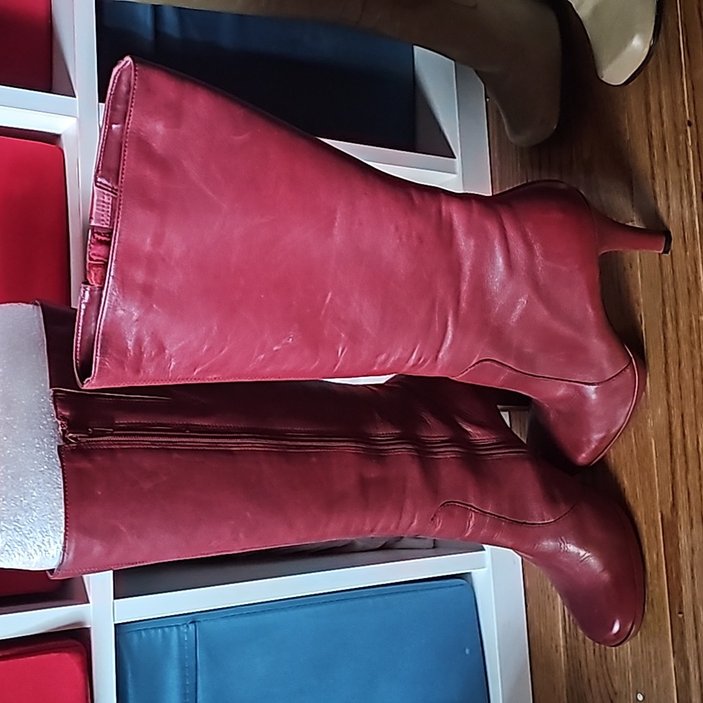 Leather heel boots